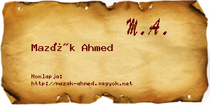 Mazák Ahmed névjegykártya